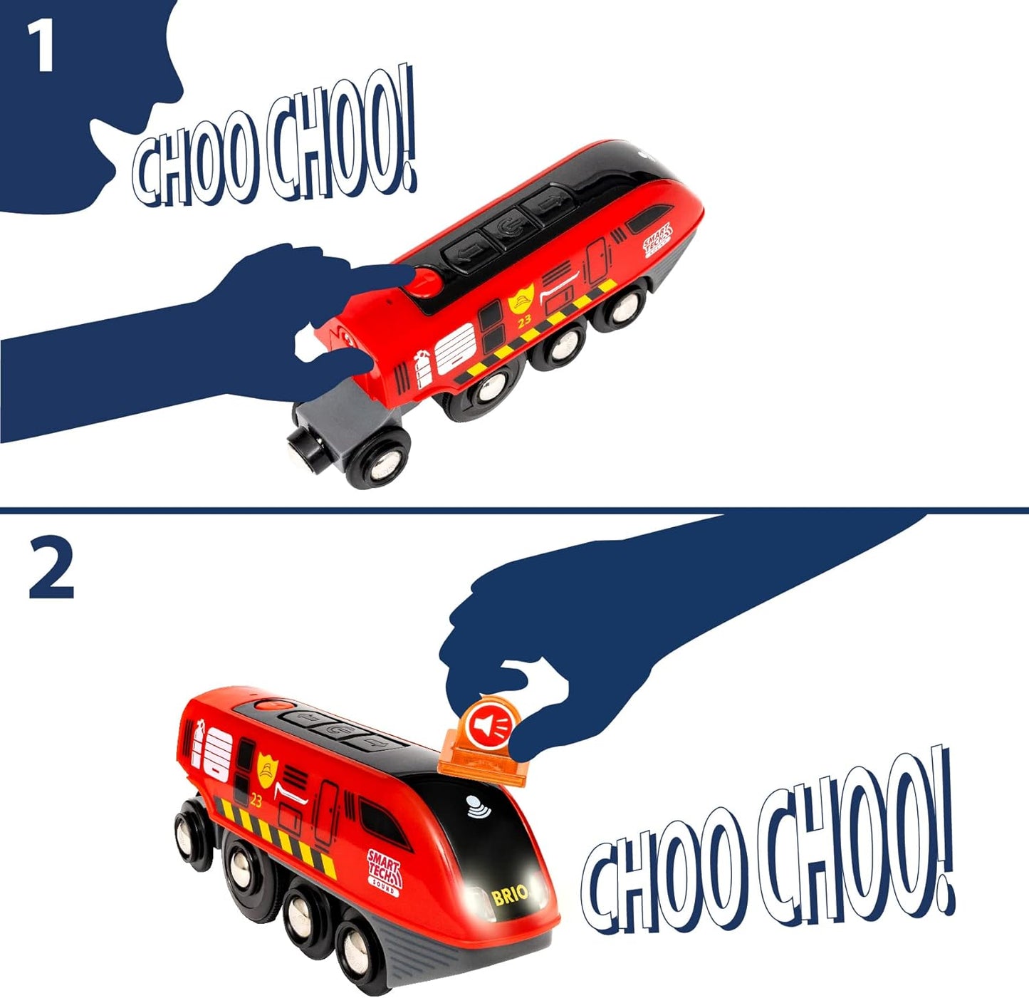 BRIO World 36004 Smart Tech Sound Fire Brigade Rescue Set, 41-Piece Fire Brigade Set with Battery-Operated Toy Locomotive for Children from 3 Years