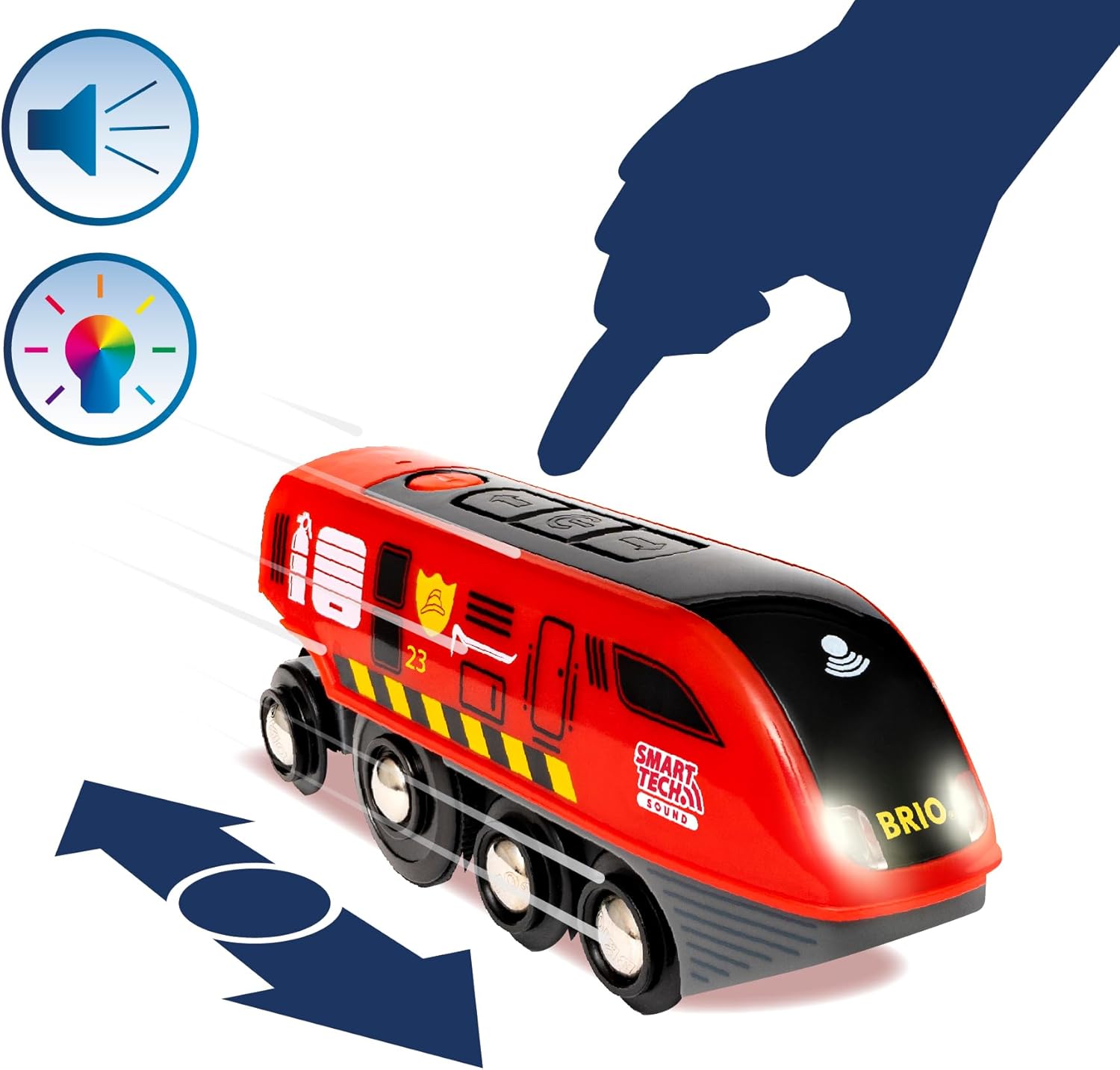 BRIO World 36004 Smart Tech Sound Fire Brigade Rescue Set, 41-Piece Fire Brigade Set with Battery-Operated Toy Locomotive for Children from 3 Years