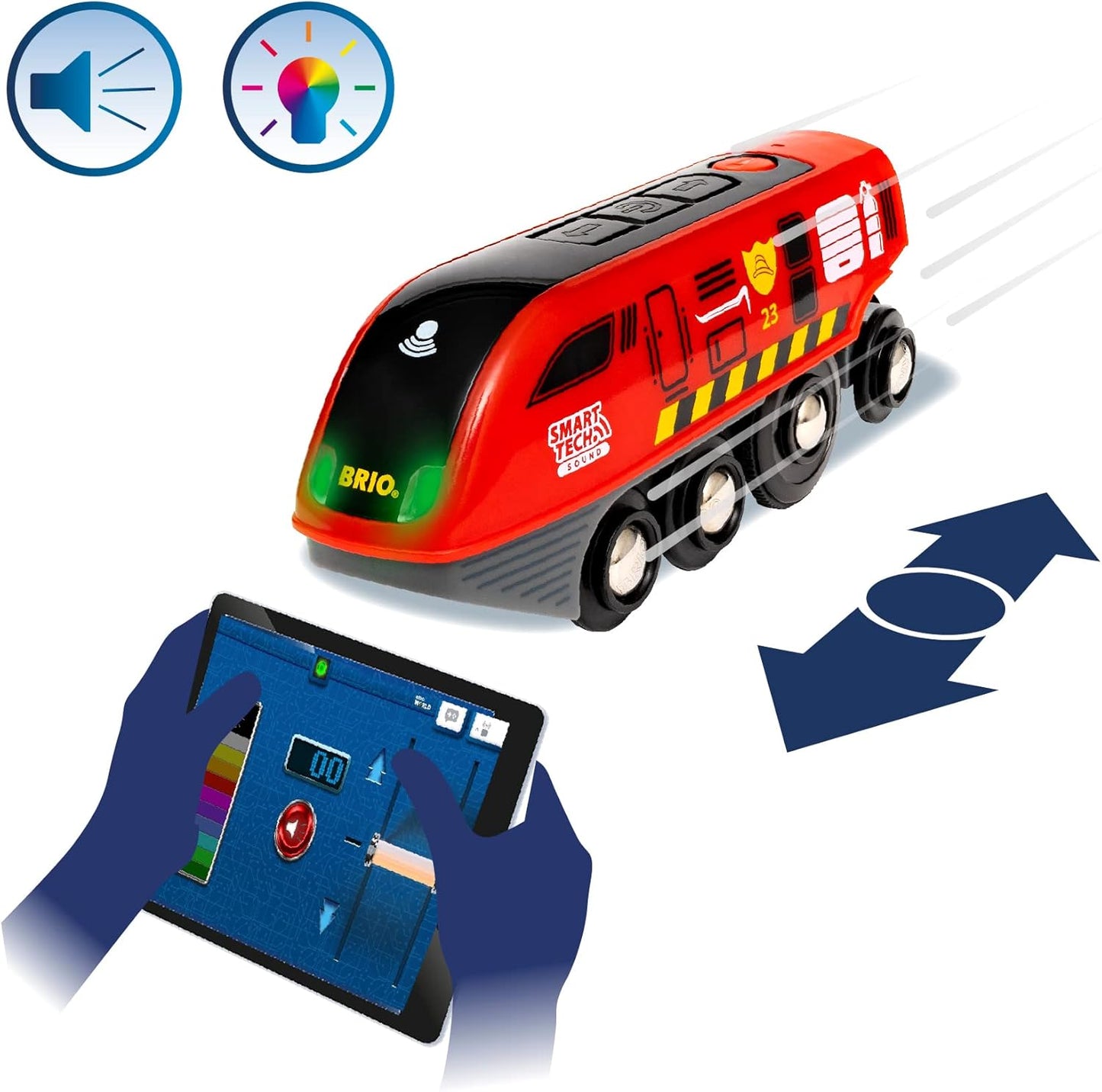 BRIO World 36004 Smart Tech Sound Fire Brigade Rescue Set, 41-Piece Fire Brigade Set with Battery-Operated Toy Locomotive for Children from 3 Years