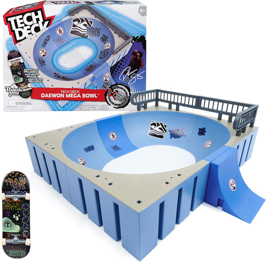 Tech Deck - Mega Bowl Finger Skateboard Ramp with Original Thank You Fingerboard, Signature Set of Skateboard Professionals Daewon Song X-Connect Plug-In System, Extensive Accessories, Ages 6+