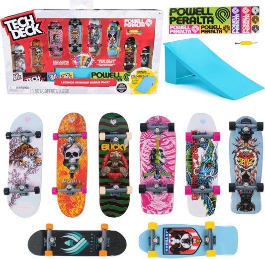 Tech Deck, Powell Peralta Legends SK8Shop Bonus Pack with Ramp, Personalised Mini Skateboard, Toy for Kids Aged 6+
